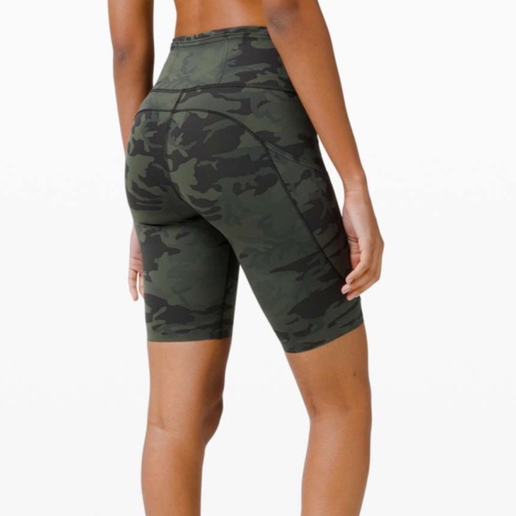 Lululemon Fast And Free Short 10" Incognito Camo Multi Gator Green - Picture 3 of 4
